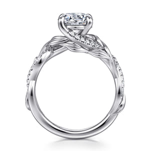 Camelia - 14K White Gold Floral Round Diamond Engagement Ring