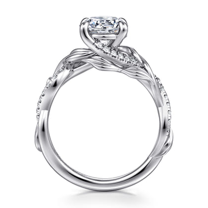 Camelia - 14K White Gold Floral Round Diamond Engagement Ring