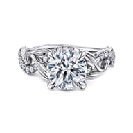 Camelia - 14K White Gold Floral Round Diamond Engagement Ring