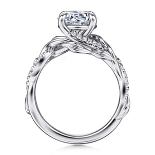 Camelia - 14K White Gold Floral Round Diamond Engagement Ring