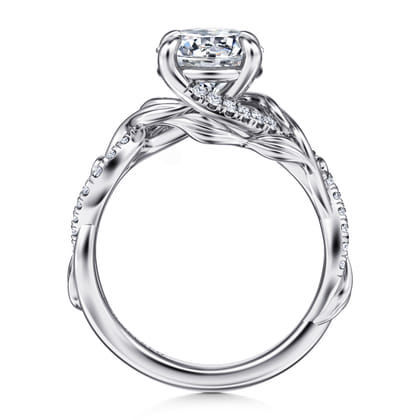 Camelia - 14K White Gold Floral Round Diamond Engagement Ring
