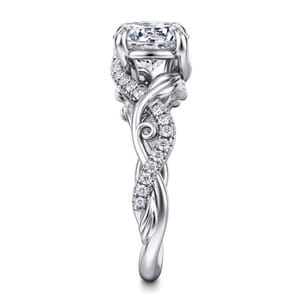 Camelia - 14K White Gold Floral Round Diamond Engagement Ring