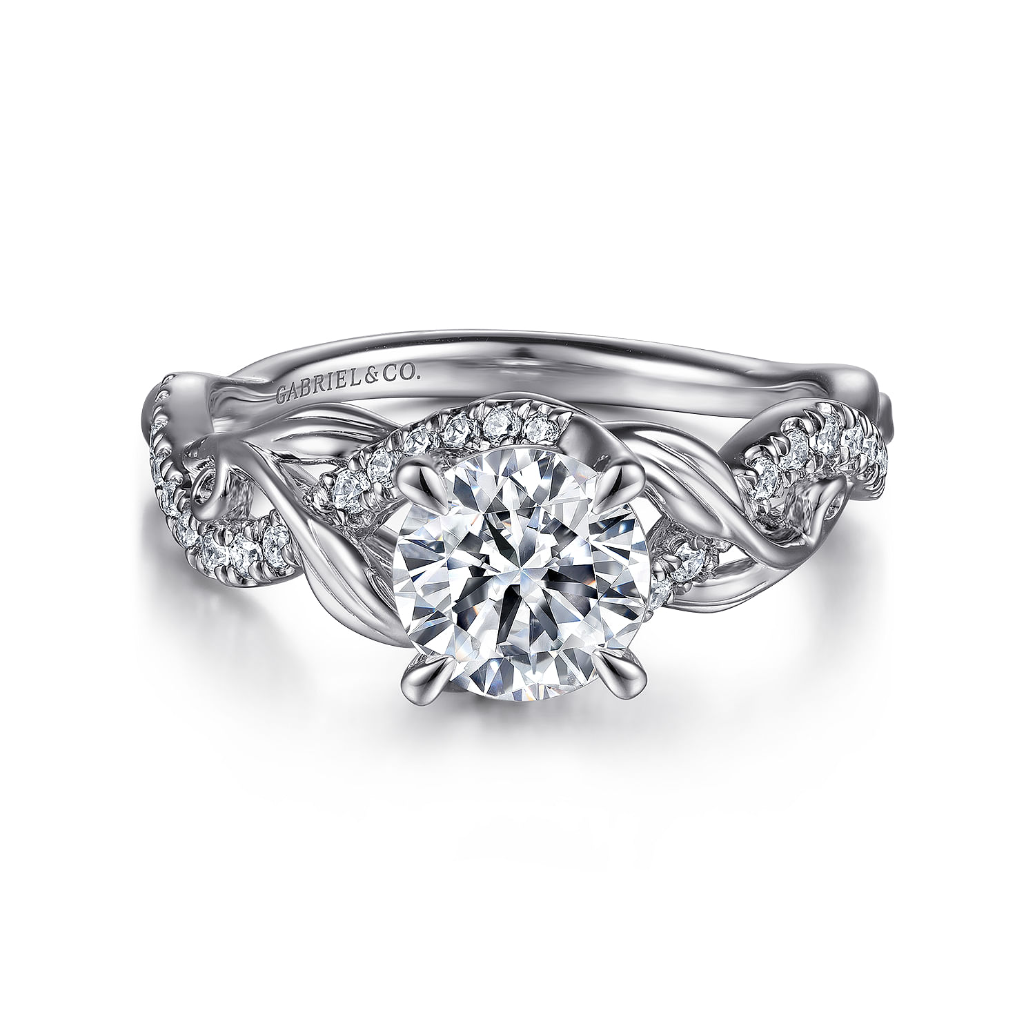 Camelia - Platinum Floral Round Diamond Engagement Ring