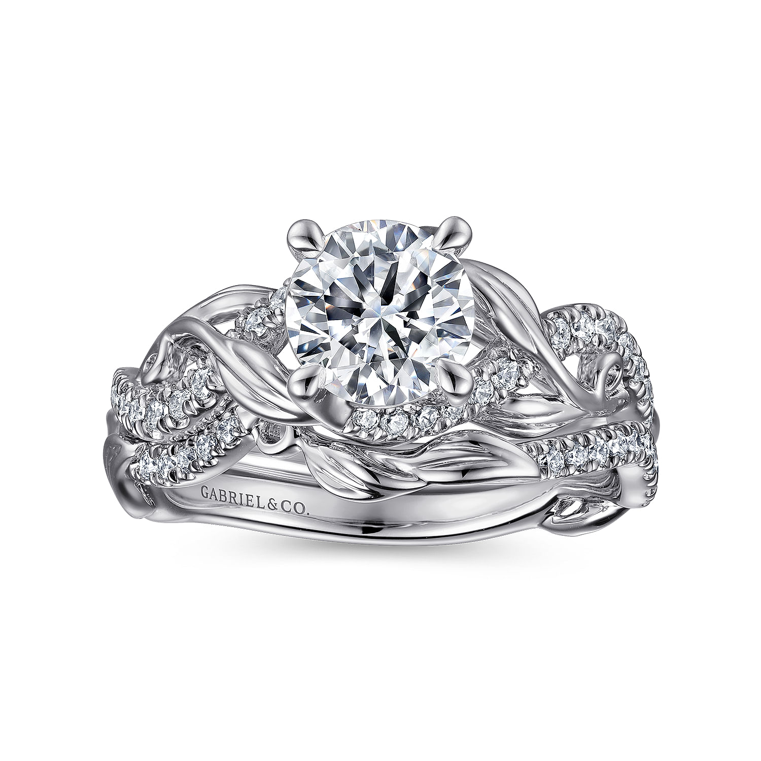 Camelia - Platinum Floral Round Diamond Engagement Ring