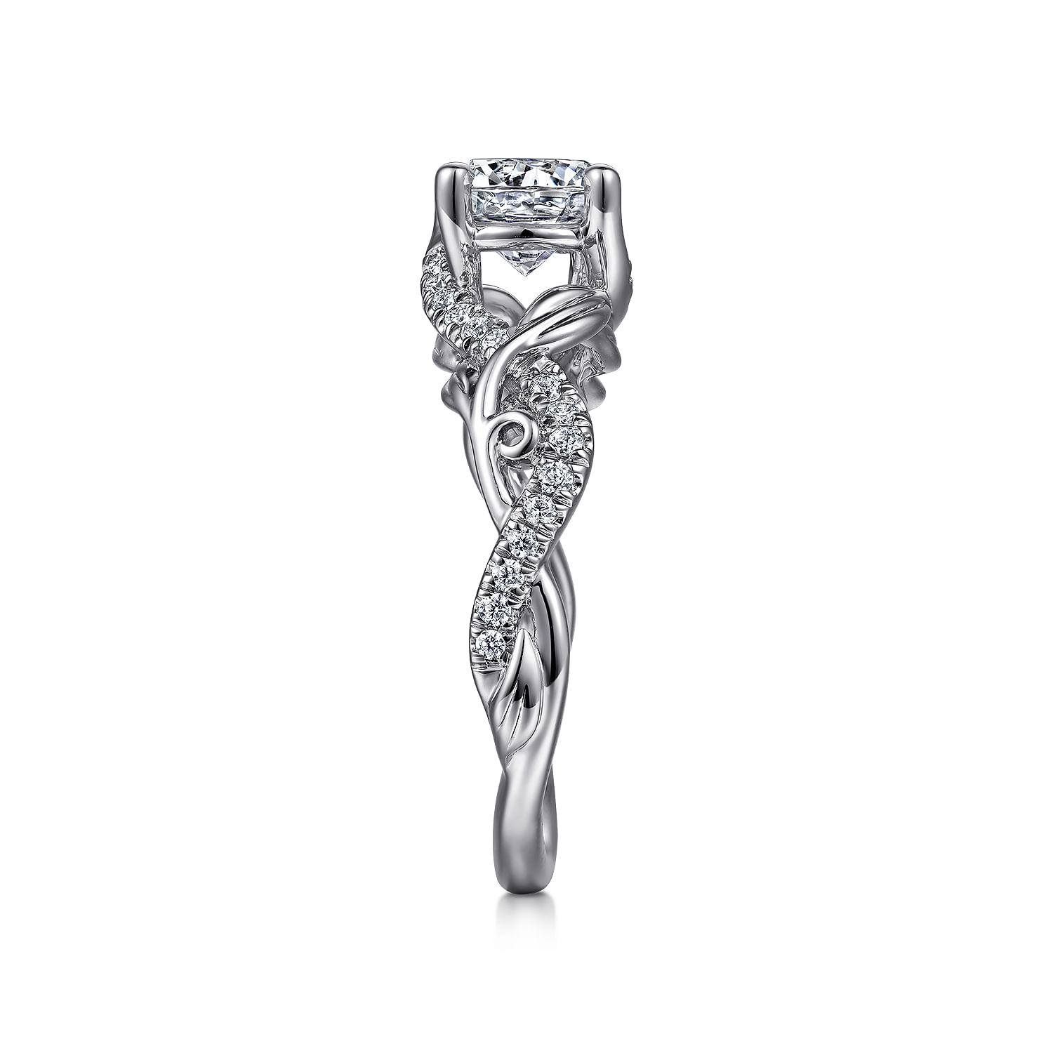 Camelia - Platinum Floral Round Diamond Engagement Ring