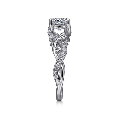 Camelia - Platinum Floral Round Diamond Engagement Ring