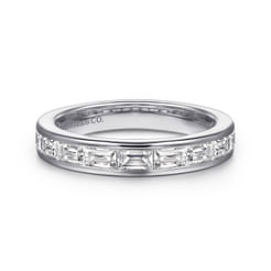 Camellia - 14K White Gold Channel Set Baguette Diamond Anniversary Band