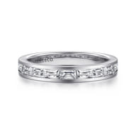 Camellia - 14K White Gold Channel Set Baguette Diamond Anniversary Band