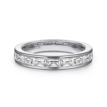 Camellia - 14K White Gold Channel Set Baguette Diamond Anniversary Band