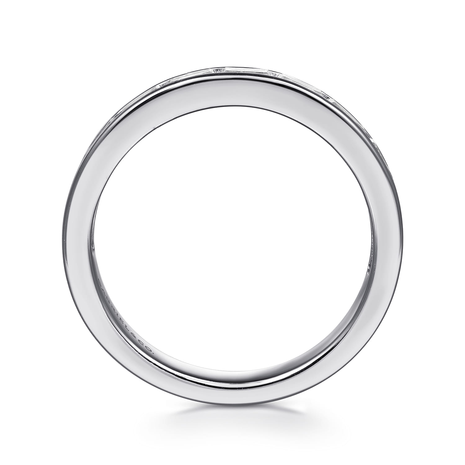 Straight Wedding Ring in 14k White Gold with Baguette Natural Diamond at Gabriel & Co. - Shot 2