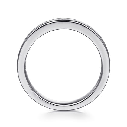 Camellia - 14K White Gold Channel Set Baguette Diamond Anniversary Band