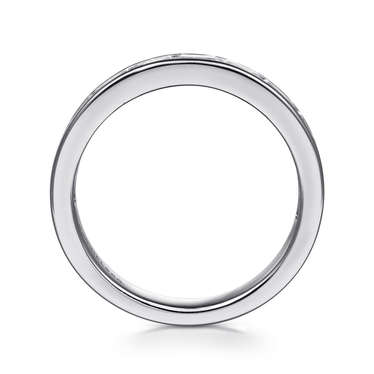 Straight Wedding Ring in 14k White Gold with Baguette Natural Diamond at Gabriel & Co. - Shot 2