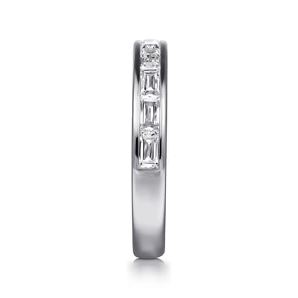 Camellia - 14K White Gold Channel Set Baguette Diamond Anniversary Band