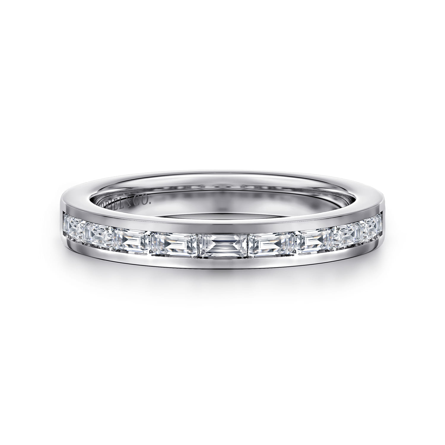 Fancy Wedding Ring in 14k White Gold with Baguette Natural Diamond at Gabriel & Co. - Shot 1