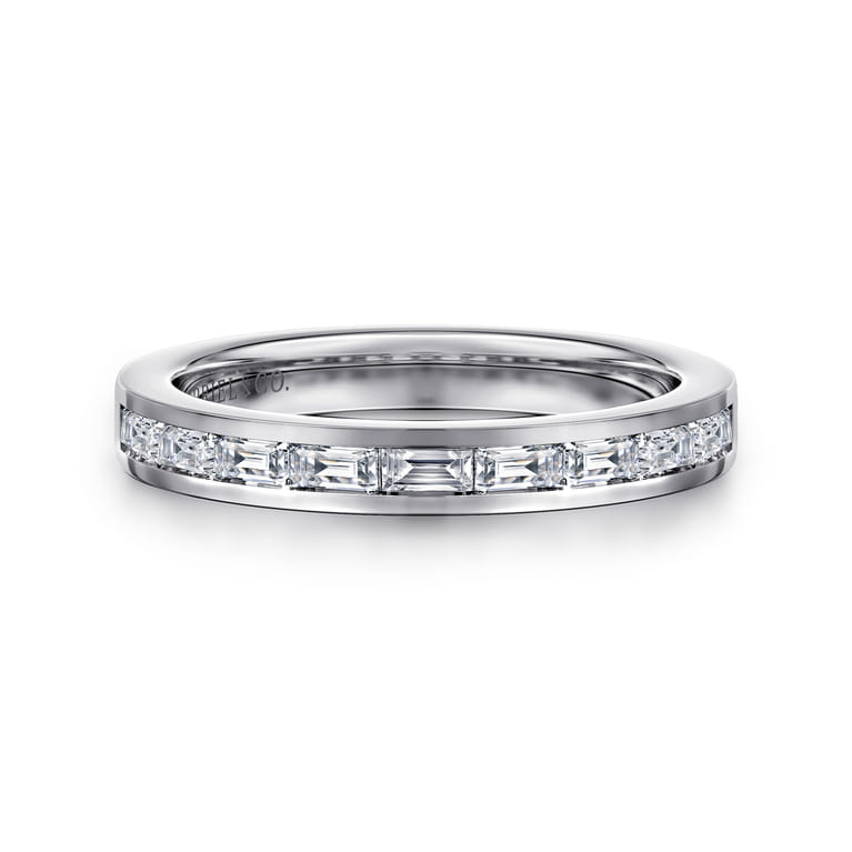 Fancy Wedding Ring in 14k White Gold with Baguette Natural Diamond at Gabriel & Co. - Shot 1