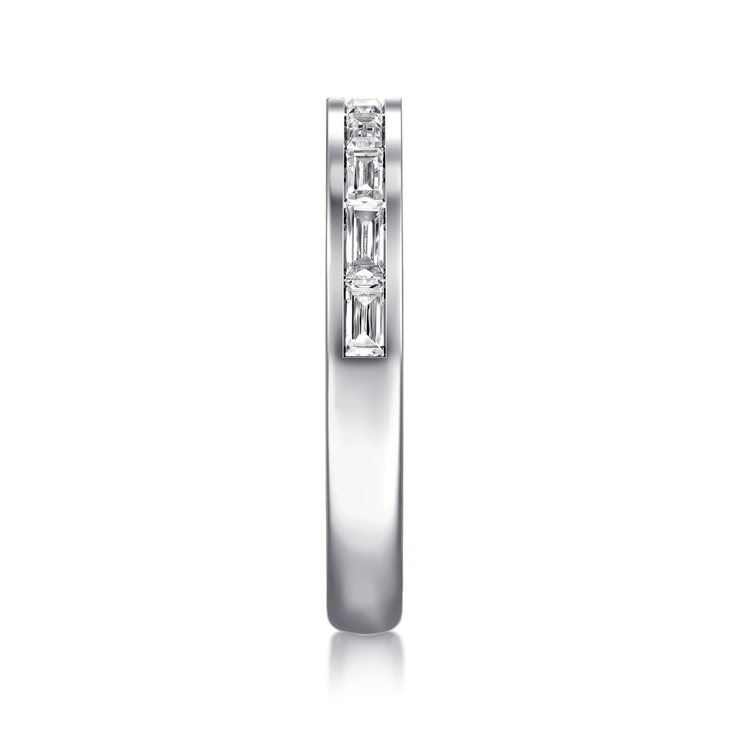 Fancy Wedding Ring in 14k White Gold with Baguette Natural Diamond at Gabriel & Co. - Shot 4