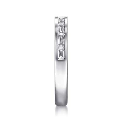Camellia - 14K White Gold Channel Set Baguette Diamond Anniversary Band