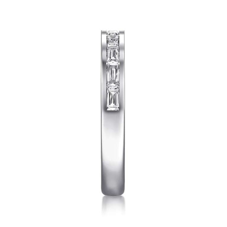 Fancy Wedding Ring in 14k White Gold with Baguette Natural Diamond at Gabriel & Co. - Shot 4