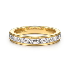 Camellia - 14K Yellow Gold Channel Set Baguette Diamond Anniversary Band