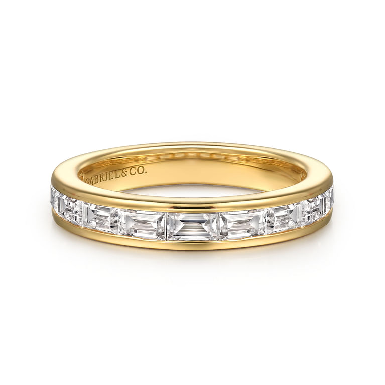Fancy Wedding Ring in 14k Yellow Gold with Baguette Natural Diamond at Gabriel & Co.