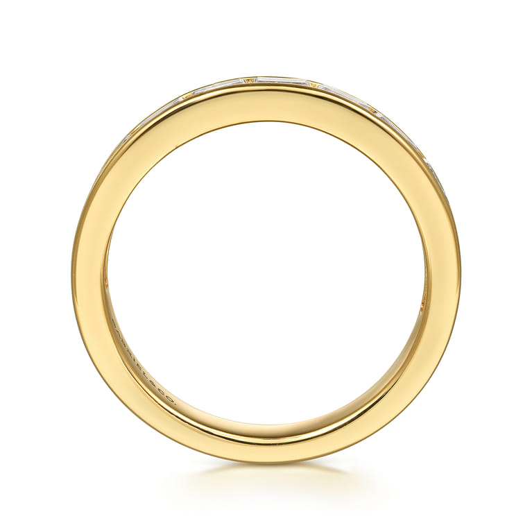 Fancy Wedding Ring in 14k Yellow Gold with Baguette Natural Diamond at Gabriel & Co. - Shot 2