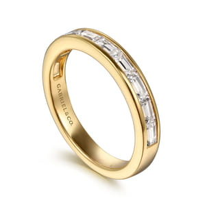 Camellia - 14K Yellow Gold Channel Set Baguette Diamond Anniversary Band