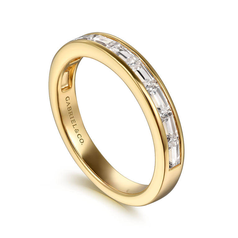 Fancy Wedding Ring in 14k Yellow Gold with Baguette Natural Diamond at Gabriel & Co. - Shot 3
