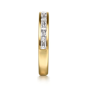 Camellia - 14K Yellow Gold Channel Set Baguette Diamond Anniversary Band