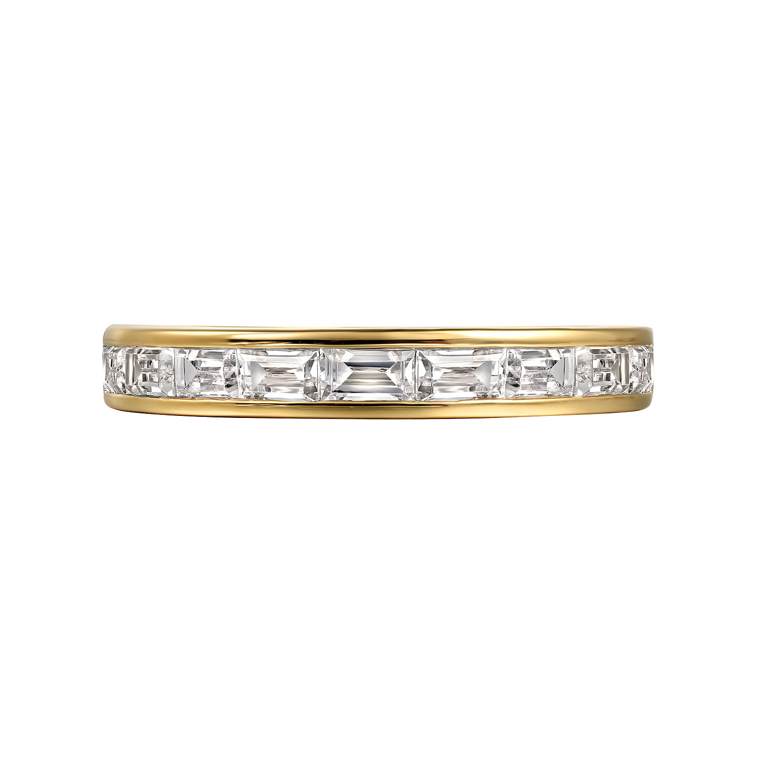 Fancy Wedding Ring in 14k Yellow Gold with Baguette Natural Diamond at Gabriel & Co. - Shot 6