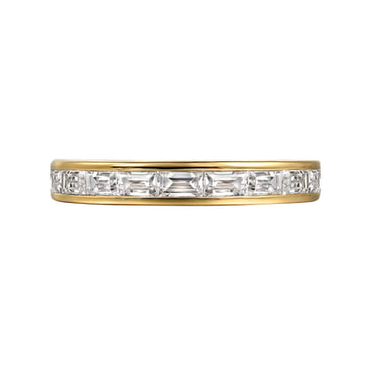 Camellia - 14K Yellow Gold Channel Set Baguette Diamond Anniversary Band
