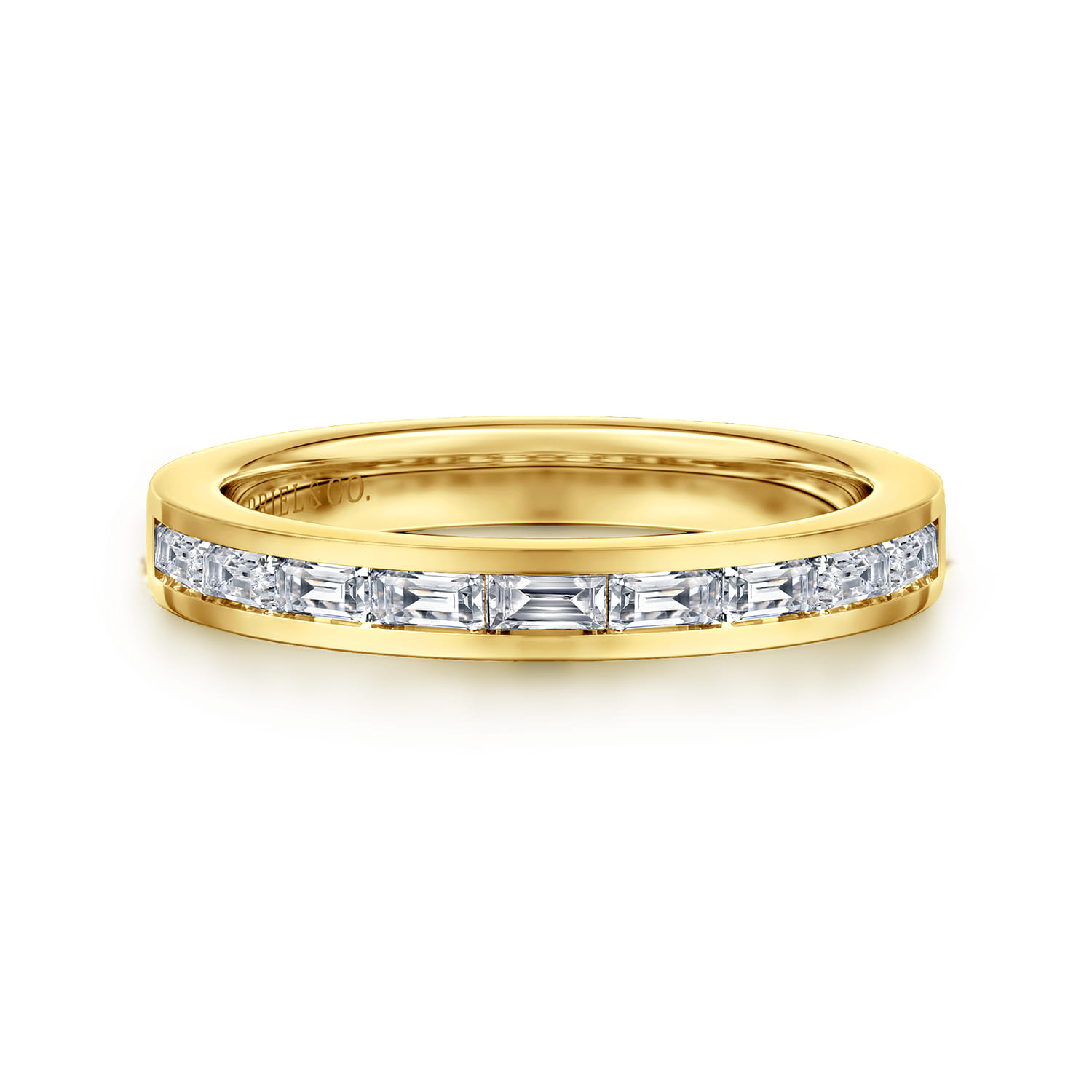 Fancy Wedding Ring in 14k Yellow Gold with Baguette Natural Diamond at Gabriel & Co. - Shot 1