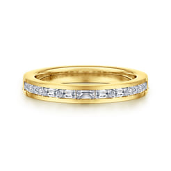 Camellia - 14K Yellow Gold Channel Set Baguette Diamond Anniversary Band