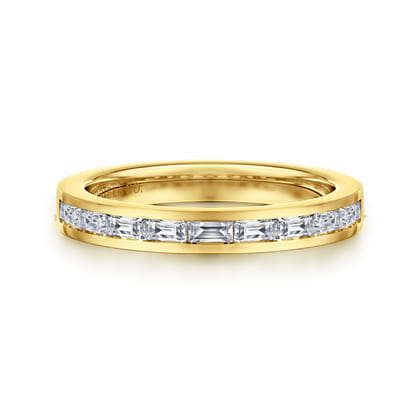 Camellia - 14K Yellow Gold Channel Set Baguette Diamond Anniversary Band