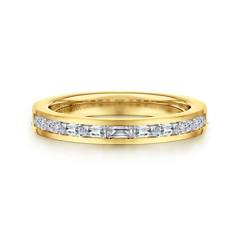 Fancy Wedding Ring in 14k Yellow Gold with Baguette Natural Diamond at Gabriel & Co. - Shot 1