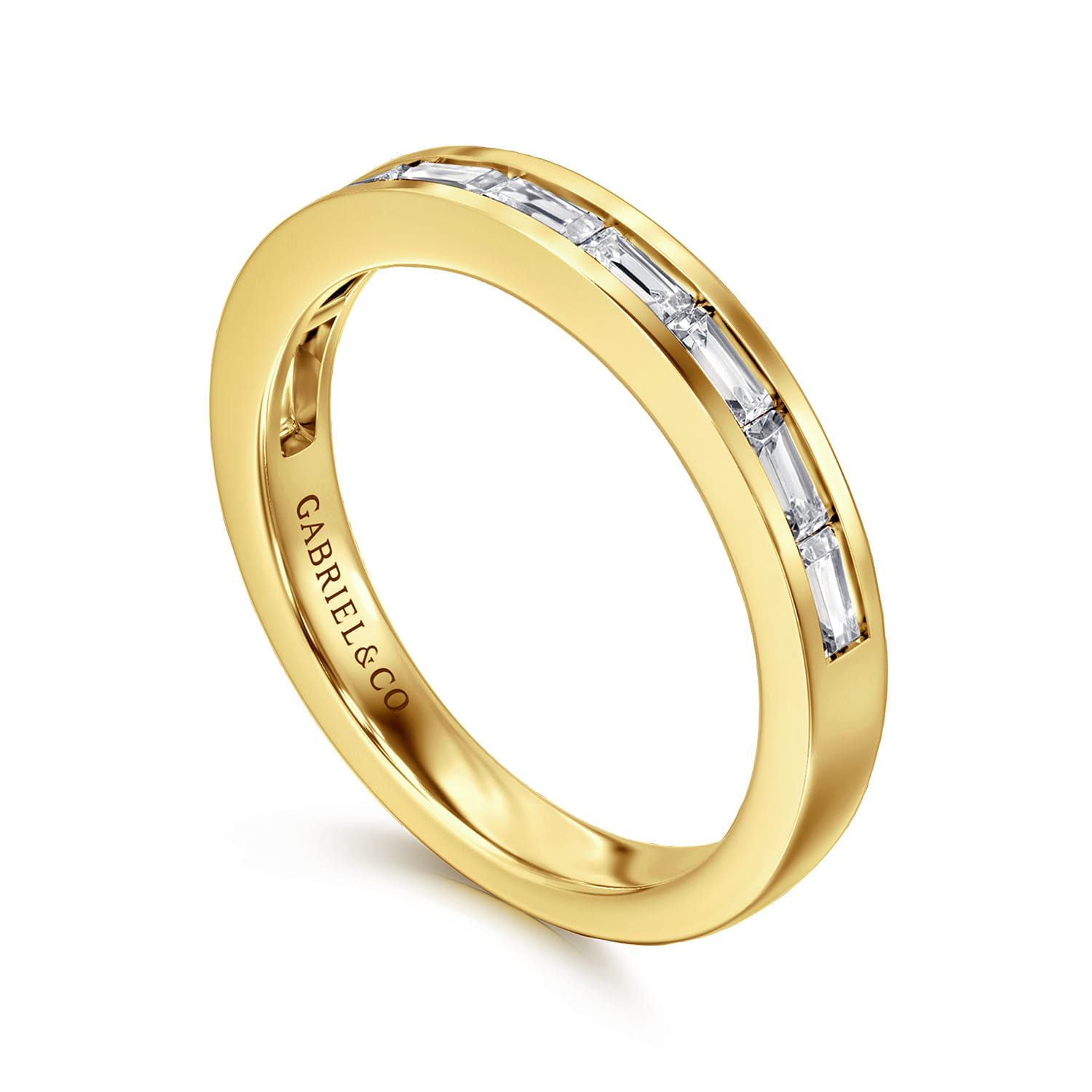 Fancy Wedding Ring in 14k Yellow Gold with Baguette Natural Diamond at Gabriel & Co. - Shot 3