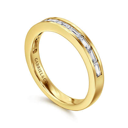 Camellia - 14K Yellow Gold Channel Set Baguette Diamond Anniversary Band