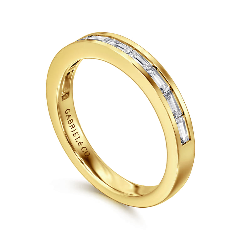 Fancy Wedding Ring in 14k Yellow Gold with Baguette Natural Diamond at Gabriel & Co. - Shot 3