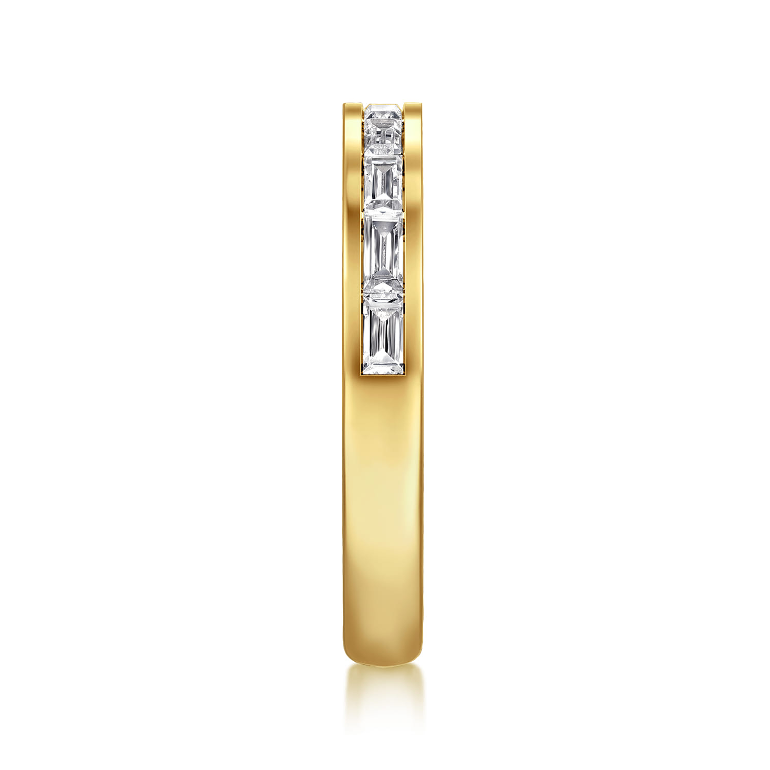 Fancy Wedding Ring in 14k Yellow Gold with Baguette Natural Diamond at Gabriel & Co. - Shot 4