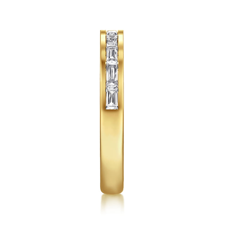 Fancy Wedding Ring in 14k Yellow Gold with Baguette Natural Diamond at Gabriel & Co. - Shot 4