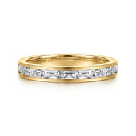Camellia - 14K Yellow Gold Channel Set Baguette Diamond Anniversary Band