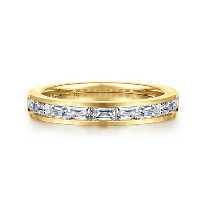 Camellia - 14K Yellow Gold Channel Set Baguette Diamond Anniversary Band