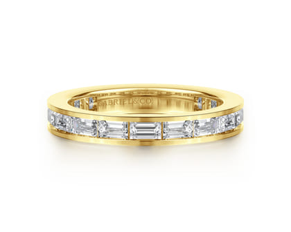 Camellia - 14K Yellow Gold Channel Set Baguette Diamond Eternity Band
