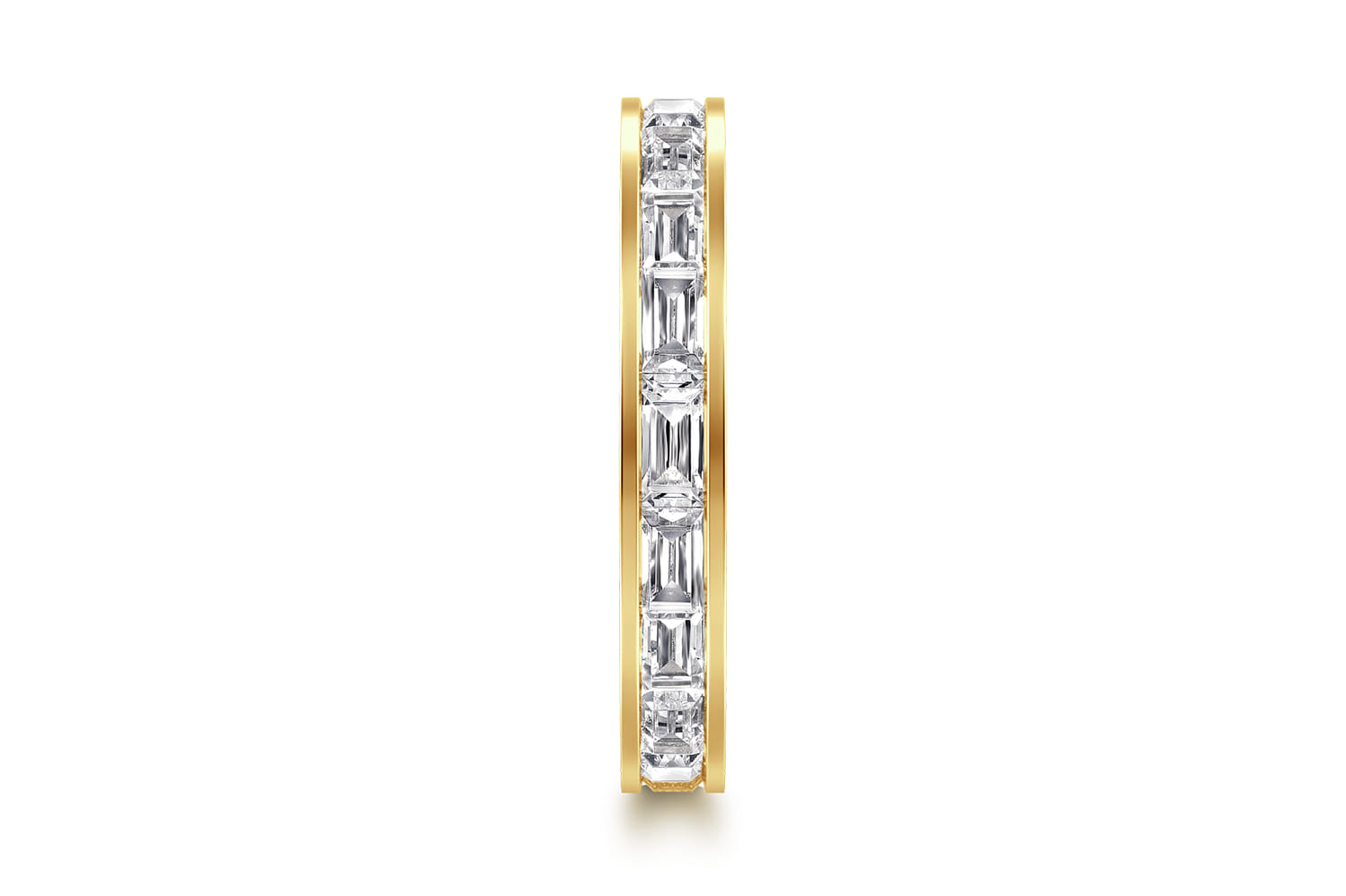 Eternity Band Wedding Ring in 14k Yellow Gold with Baguette Natural Diamond at Gabriel & Co. - Shot 4