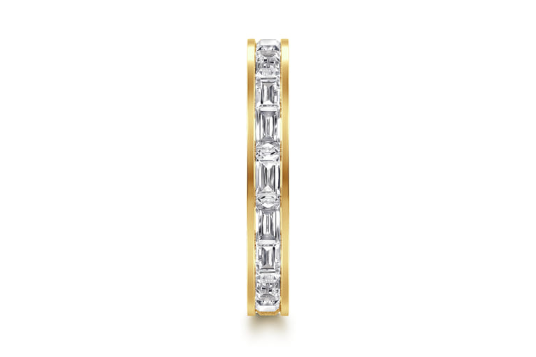 Eternity Band Wedding Ring in 14k Yellow Gold with Baguette Natural Diamond at Gabriel & Co. - Shot 4