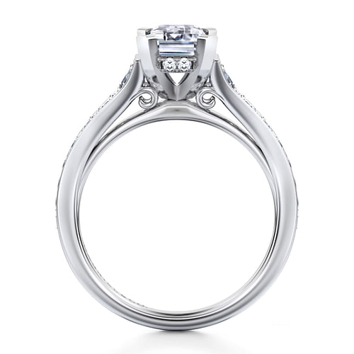 Cameron - 14K White Gold Emerald Cut Diamond Engagement Ring - 0.54 ct - Shot 2