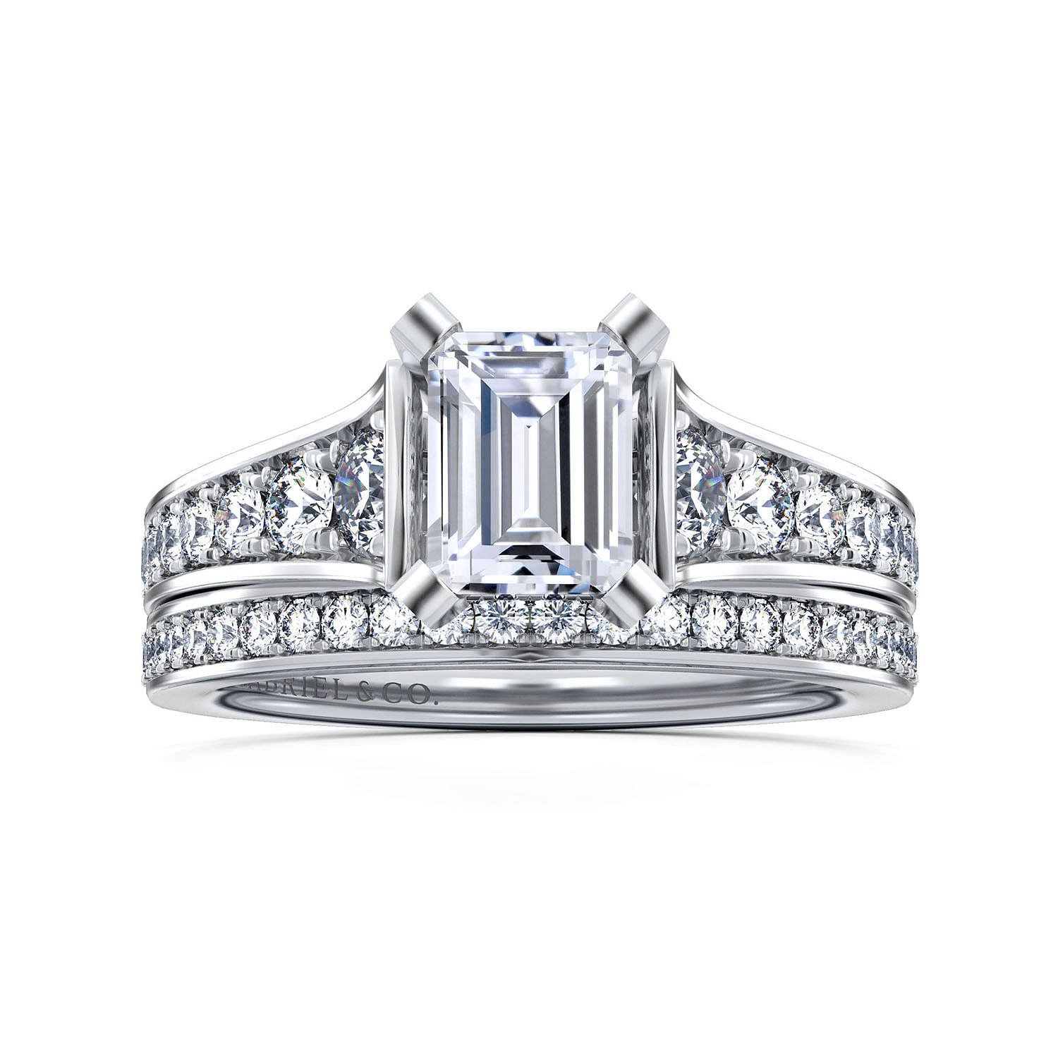 Cameron - 14K White Gold Emerald Cut Diamond Engagement Ring - 0.54 ct - Shot 4