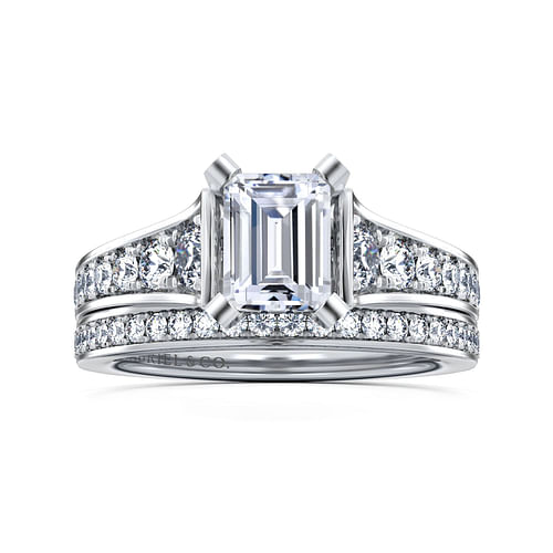 Cameron - 14K White Gold Emerald Cut Diamond Engagement Ring - 0.54 ct - Shot 4