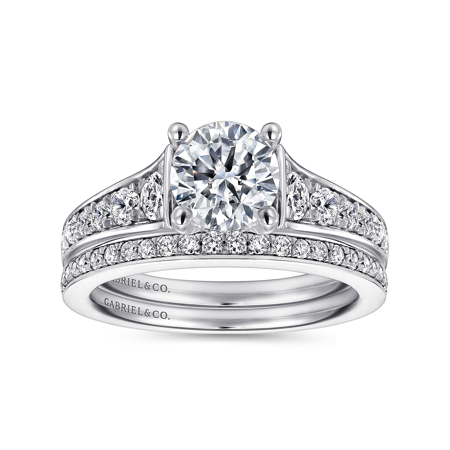 Cameron - 14K White Gold Round Diamond Engagement Ring - 0.54 ct - Shot 4