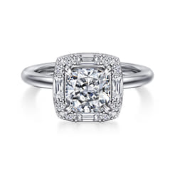 Cammie - 14K White Gold Halo Cushion Diamond Engagement Ring