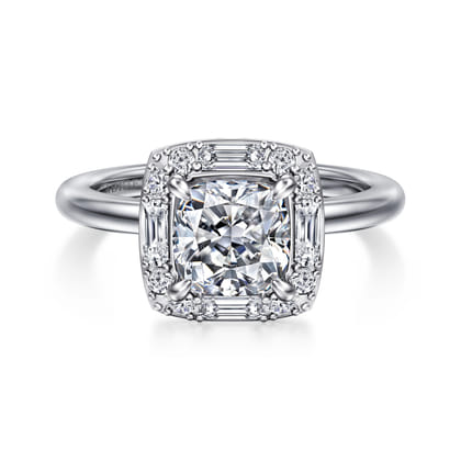 Cammie - 14K White Gold Halo Cushion Diamond Engagement Ring